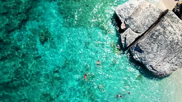 Golfo Di Orosei Sardina View From Above Stunning Aerial View of Beach Full of Beach Umbrellas and