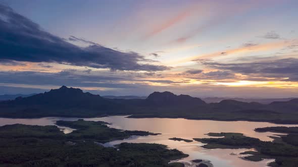 Drone evening view dramatic sky,