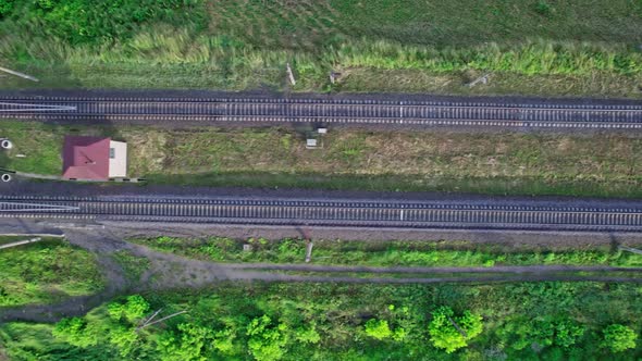 Railway Bridge Over the River Top View