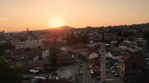 Panoramic sunset view of Sarajevo