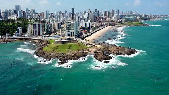 Cityscape of Salvador state of Bahia Brazil. Tropical scene tourism city.