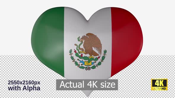 Mexico Flag Heart Spinning