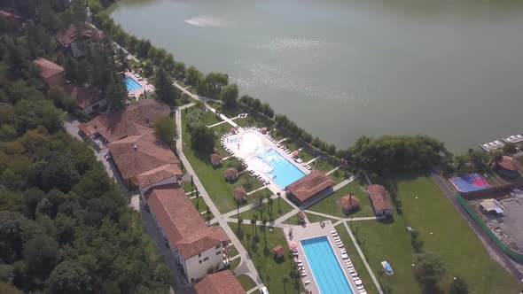 Aerial view of Hotel Lopota Lake Resort Spa. Napareuli. Georgia