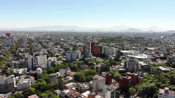 Aerial Panoramic View of Mexico City Drone Flying Forward