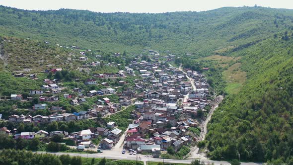 Aerial view of a Roma settlement in the village of Richnava in Slovakia