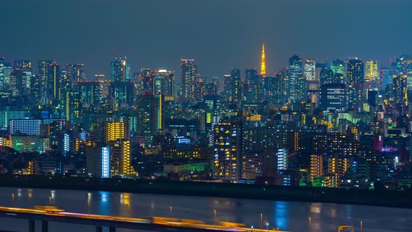 time lapse of Tokyo cityscape at night, Japan