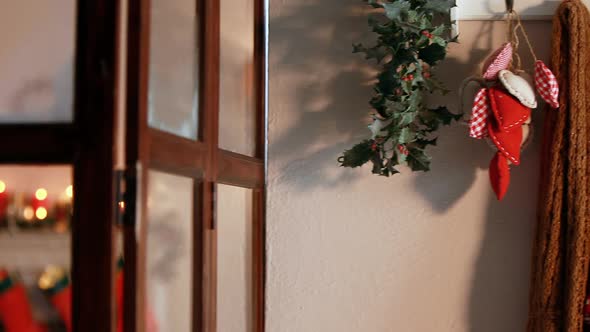 Christmas decoration with clothes hanging on hanger