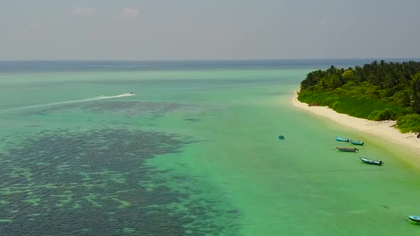 Aerial view tourism of bay beach break by blue lagoon with sand background