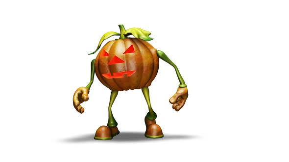 Comic Pumpkin  Looped Halloween Dance on White Background alt