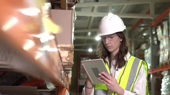 The Girl Warehouse Manager Keeps a Tally on a Clipboard