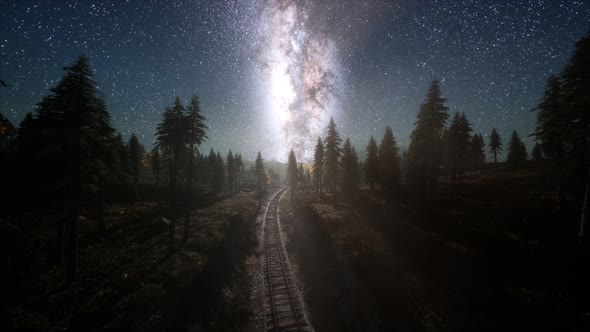 The Milky Way Above the Railway and Forest