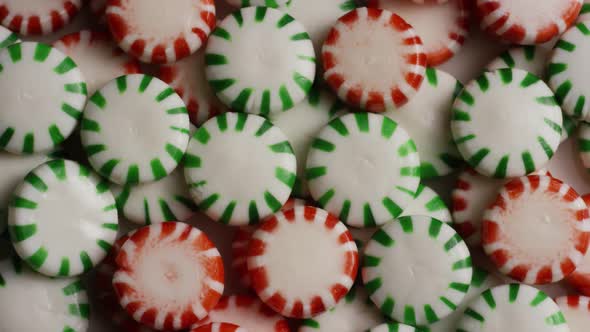 Rotating shot of spearmint hard candies - CANDY SPEARMINT 