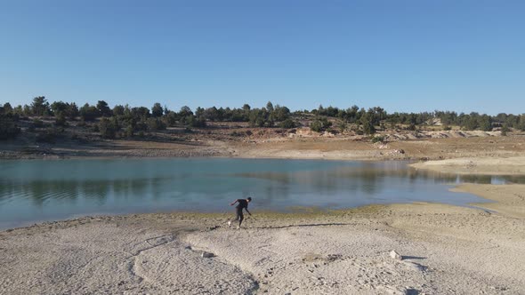 Drought Stone Tab Water Surface Man Activity