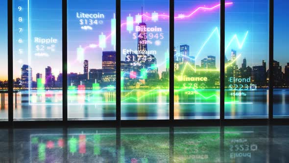 New York Futuristic Cryptocurrency Hologram