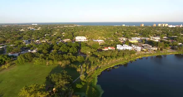 4K Aerial Video of Downtown St Petersburg from Crescent Heights Neighborhood