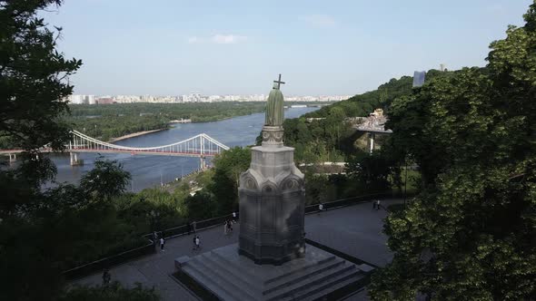 Kyiv, Ukraine: Monument To Volodymyr the Great. Aerial View