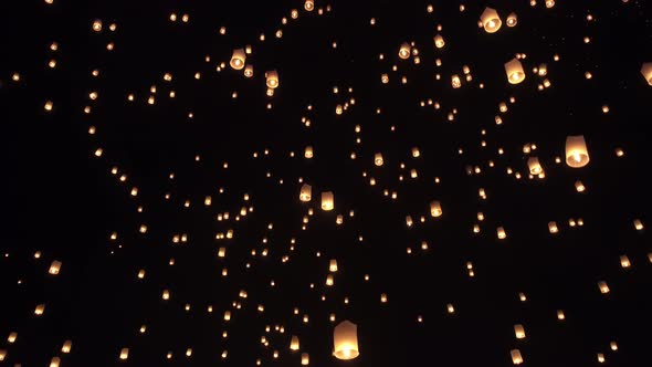 Loy krathong and Yi Peng Lanna ceremony. Traditional festival in Chiang mai, Thailand.