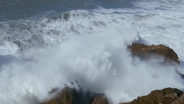 Big Waves Crashing on a Coast Surf Beach