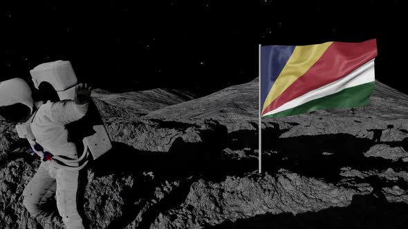Astronaut Planting Seychelles Flag on the Moon
