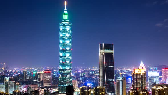 Timelaspe of Taipei city view at night