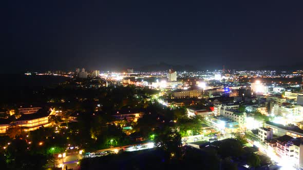 Time lapse of beautiful Pattaya city around sea ocean bay in Thailand