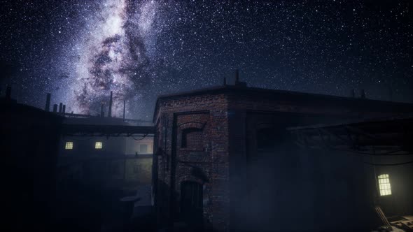 Milky Way Stars Above Abandoned Old Fatory alt