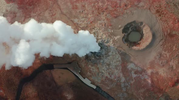 Aerial View of Geothermal Springs in Iceland in Early Spring