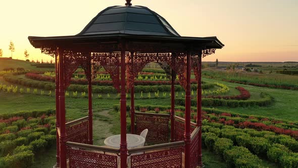 Scenic Landscape of Beautiful Summer Park Dobropark at Sunrise Motyzhyn Ukraine