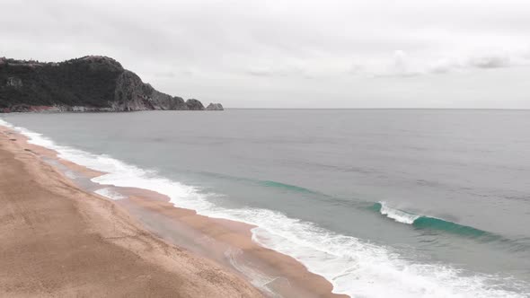 Beautiful tropical beach with white sand, aerial drone view