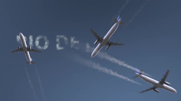 Flying Airplanes Reveal Rio De Janeiro Text