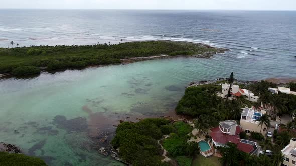 A cinematic view of Yal ku, blue lagoon in quintana roo mexico