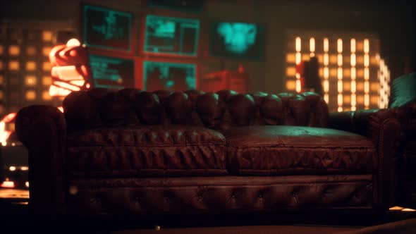 Sci Fi Futuristic Interior with Neon Lights alt