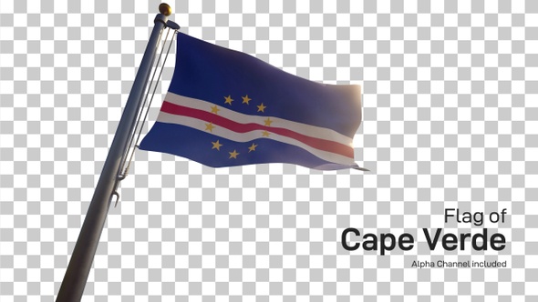 Cape Verde Flag on a Flagpole with Alpha-Channel