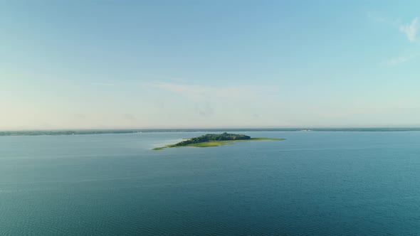 Aerial View of the Island of the Great Lake Svityaz