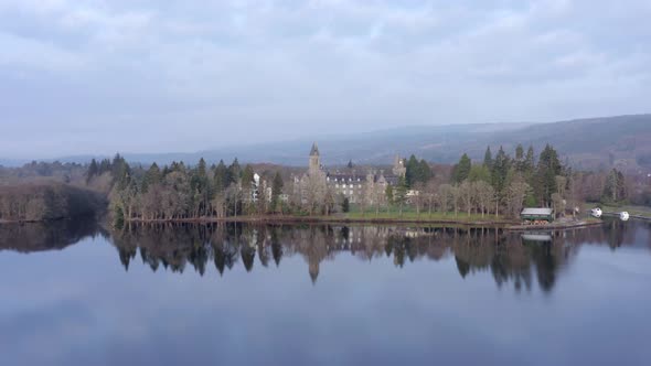 Aerial View of Fort Augustus on the Shores of Loch Ness Scotland