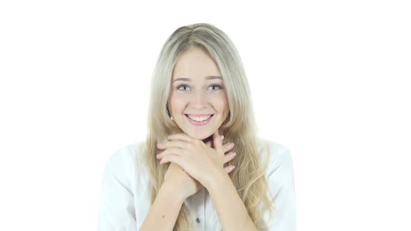 Amazed by Surprise, Excited Woman on White Background