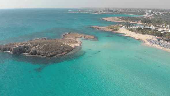Ayia Nappa's paradisiac nissi beach - Aerial Drone View 4K