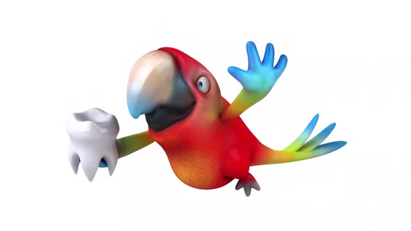 Fun 3D cartoon animation of a Parrot with alpha