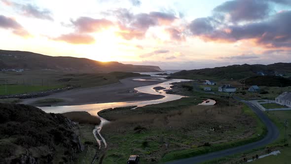 Aerial View of Glen Bay in Glencolumbkille in County Donegal Republic of Irleand