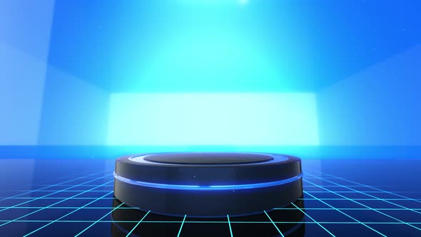 Round Platform With Grid Background Loop