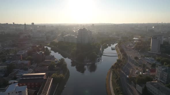 Areial View of Two Rivers and Cityscape at Kharkov Ukraine Before War