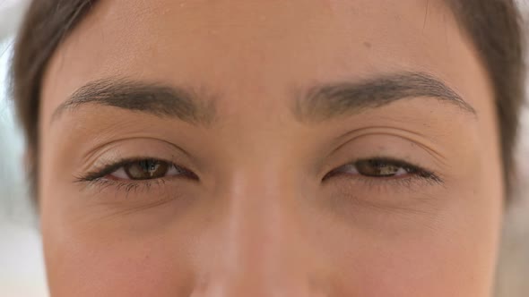 Close Up of Blinking Eyes of Indian Woman