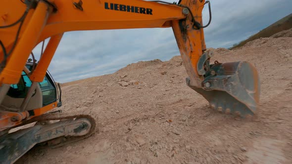 Drone Flight Through Quarry Landscape