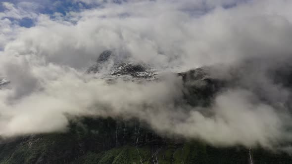 Mountain Cloud Top View Landscape. Beautiful Nature Norway Natural Landscape