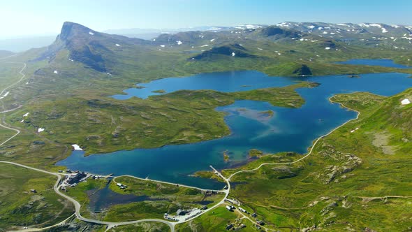 Panorama of Jotunheimen National Park in Norway, Synshorn Mountain