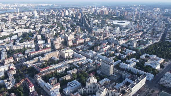 Kyiv Cityscape, Ukraine. Aerial View, Kiev. Slow Motion