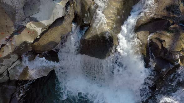 Mountain Creek and Stone Rapidsw. Rapid Flow of Water. Waterfall in the Autumm