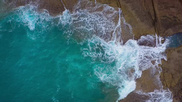 Top View of the Desert Stony Coast on the Atlantic Ocean