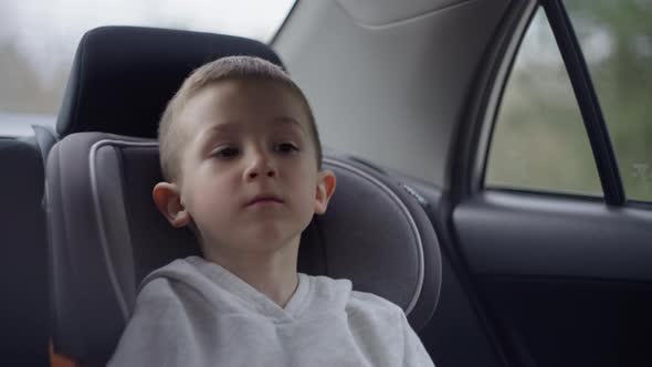Traveling Child Sitting in a Car Seat