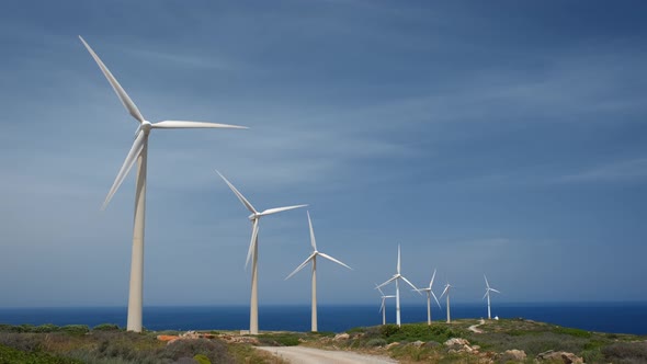 Wind Generator Turbines. Crete Island, Greece